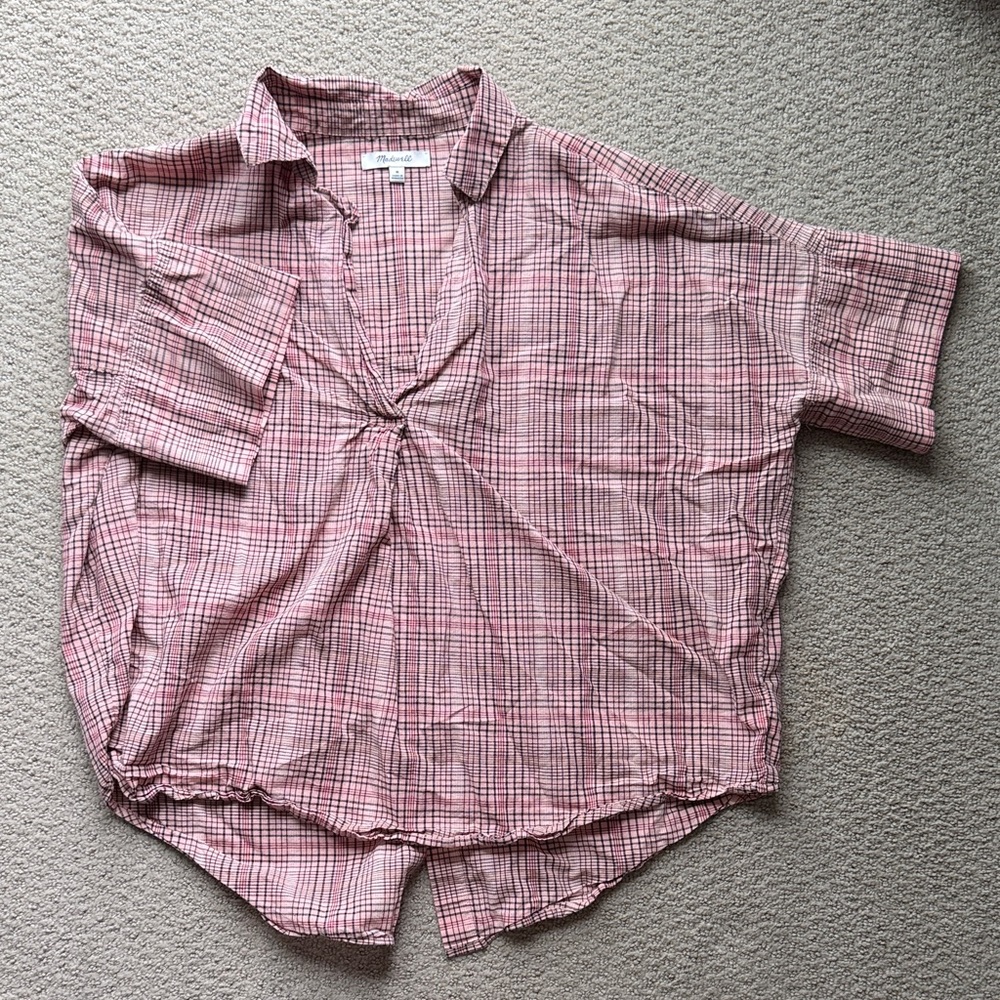 Madewell Pink Plaid Button Back Shirt – Women’s Medium